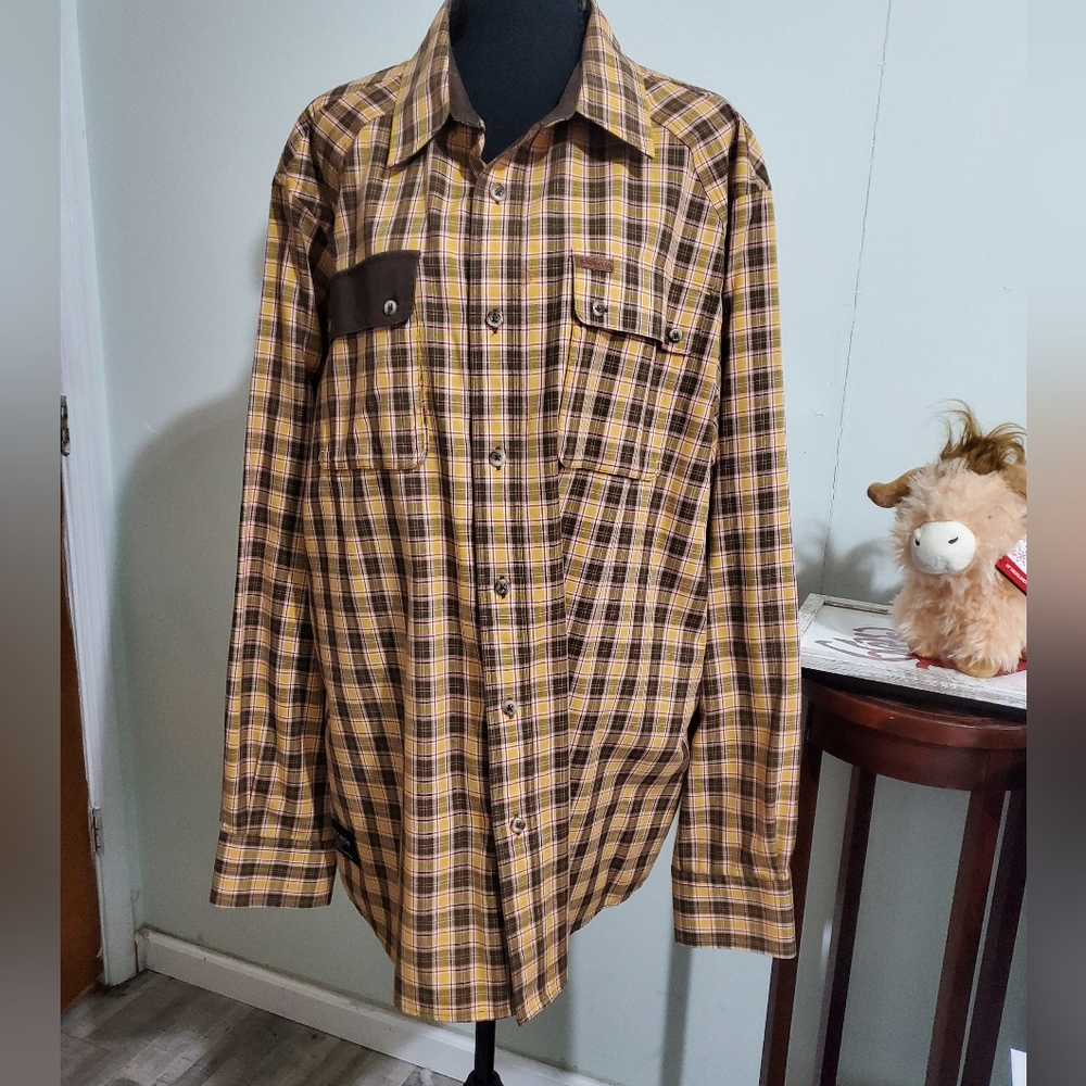 Rocawear Classic Mens 3XL Plaid Flannel Shirt Corduroy Elbow Patches Y2K